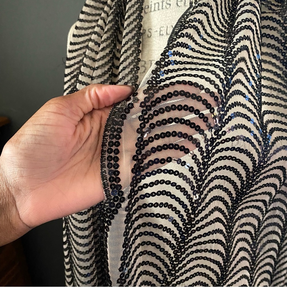 Vintage Cejon black sequin long scarf - Picture 4 of 8